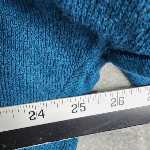 Womens Blue Chicos Open Front Cardigan Sweater Ribbed Trim Cotton Blend Size 1 - Picture 5 of 9